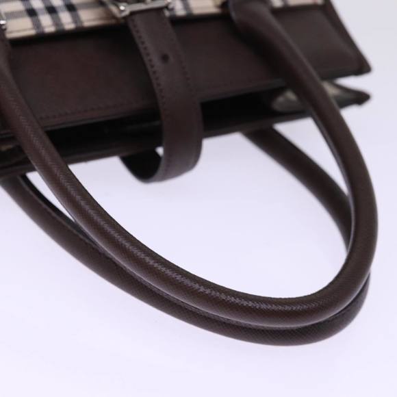 BURBERRY Nova Check Hand Bag Nylon Canvas Beige Auth mr245 - Picture 7 of 16